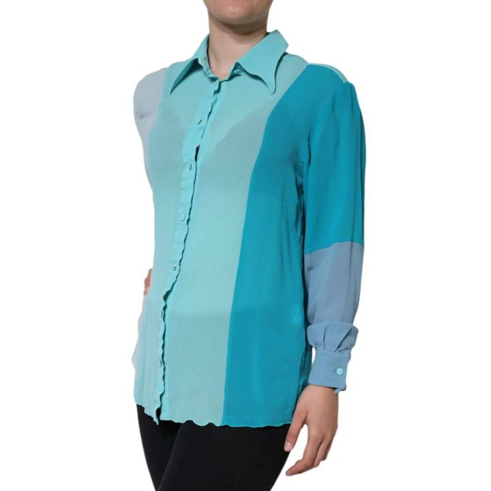 Dolce & Gabbana Multicolor Long Sleeve Button Blouse Women's Top - Picture 2 of 5